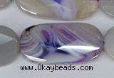 CAG1260 15.5 inches 20*40mm faceted oval line agate gemstone beads