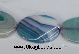 CAG1295 15.5 inches 20*30mm twisted oval line agate gemstone beads