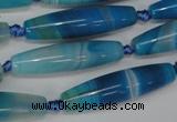 CAG1303 15.5 inches 10*38mm rice line agate gemstone beads