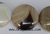 CAG1310 15.5 inches 30mm flat round line agate gemstone beads