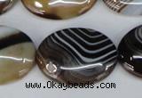 CAG1317 15.5 inches 22*30mm oval line agate gemstone beads