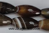 CAG1344 15.5 inches 15*30mm faceted rice line agate gemstone beads