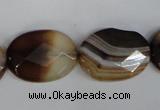 CAG1350 15.5 inches 18*25mm faceted oval line agate gemstone beads