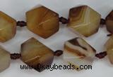 CAG1357 15.5 inches 16*18mm faceted nuggets line agate gemstone beads