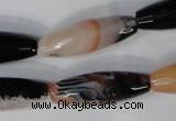 CAG1360 15.5 inches 10*30mm faceted rice line agate gemstone beads