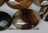 CAG1368 15.5 inches 22*30mm faceted oval line agate gemstone beads