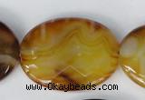 CAG1370 15.5 inches 30*40mm faceted oval line agate gemstone beads