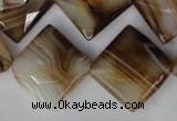 CAG1395 15.5 inches 20*20mm faceted diamond line agate gemstone beads