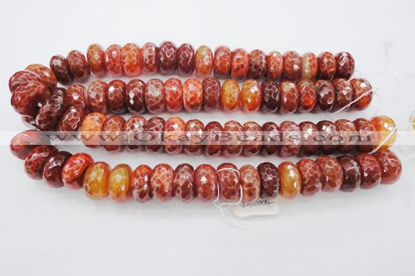 CAG1495 15.5 inches 10*20mm faceted rondelle natural fire agate beads