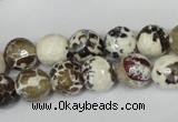 CAG1522 15.5 inches 10mm faceted round fire crackle agate beads