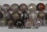 CAG1526 15.5 inches 10mm faceted round fire crackle agate beads