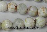 CAG1534 15.5 inches 12mm faceted round fire crackle agate beads