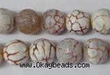 CAG1535 15.5 inches 12mm faceted round fire crackle agate beads