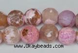 CAG1536 15.5 inches 12mm faceted round fire crackle agate beads