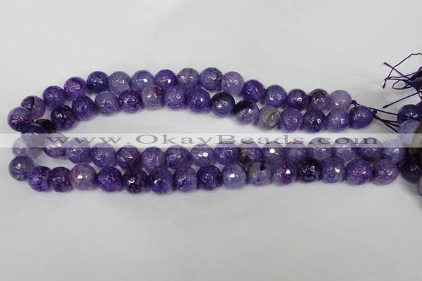 CAG1537 15.5 inches 12mm faceted round fire crackle agate beads