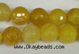 CAG1539 15.5 inches 12mm faceted round fire crackle agate beads