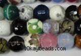 CAG1541 15.5 inches 12mm faceted round fire crackle agate beads