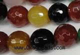 CAG1548 15.5 inches 14mm faceted round fire crackle agate beads