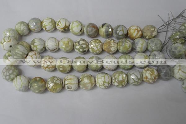 CAG1565 15.5 inches 18mm faceted round fire crackle agate beads