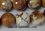 CAG1566 15.5 inches 18mm faceted round fire crackle agate beads