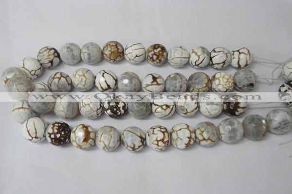 CAG1567 15.5 inches 18mm faceted round fire crackle agate beads