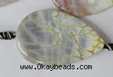 CAG1572 15.5 inches 30*45mm flat teardrop fire crackle agate beads