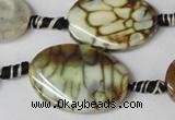 CAG1577 15.5 inches 20*30mm twisted oval fire crackle agate beads