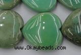 CAG1612 15.5 inches 30*30mm heart green grass agate beads