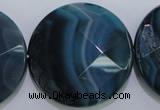 CAG1640 15.5 inches 35mm faceted coin blue agate gemstone beads