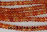 CAG1663 15.5 inches 3*6mm faceted rondelle red agate gemstone beads