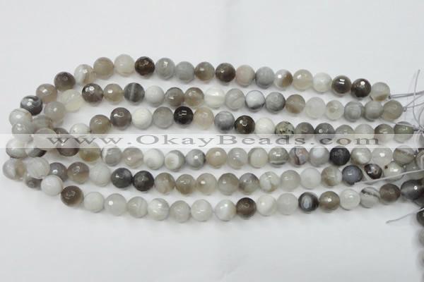 CAG1802 15.5 inches 8mm faceted round grey botswana agate beads