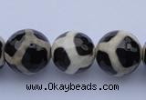 CAG1872 15.5 inches 10mm faceted round tibetan agate beads wholesale