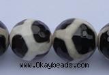 CAG1874 15.5 inches 14mm faceted round tibetan agate beads wholesale