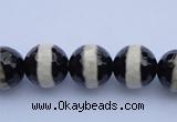 CAG1879 15.5 inches 8mm faceted round tibetan agate beads wholesale