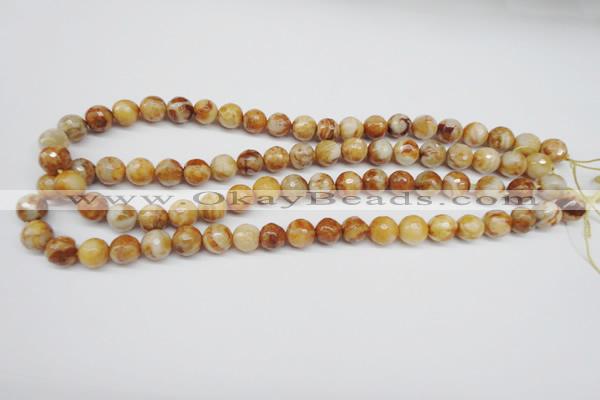 CAG1887 15.5 inches 10mm faceted round lemon crazy lace agate beads