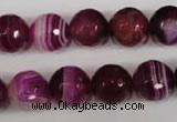 CAG2088 15.5 inches 12mm faceted round fuchsia line agate beads