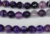 CAG2096 15.5 inches 10mm faceted round purple line agate beads