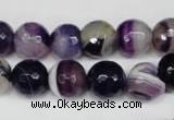 CAG2097 15.5 inches 12mm faceted round purple line agate beads