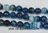 CAG2103 15.5 inches 6mm faceted round blue line agate beads