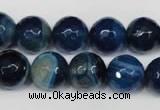 CAG2106 15.5 inches 12mm faceted round blue line agate beads