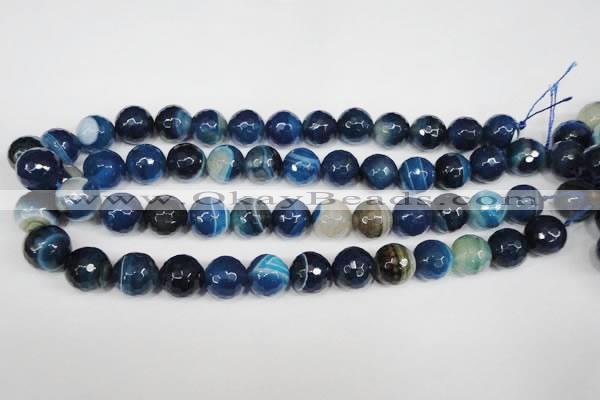 CAG2106 15.5 inches 12mm faceted round blue line agate beads