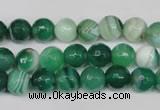 CAG2113 15.5 inches 8mm faceted round green line agate beads