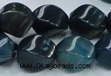 CAG220 15.5 inches 13*18mm twisted blue agate gemstone beads