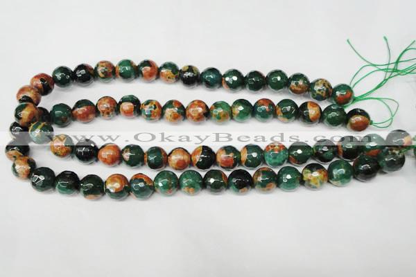 CAG2224 15.5 inches 12mm faceted round fire crackle agate beads