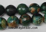 CAG2225 15.5 inches 14mm faceted round fire crackle agate beads