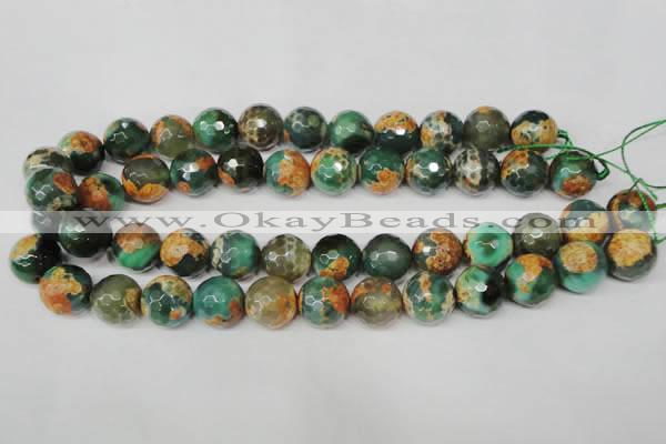 CAG2226 15.5 inches 16mm faceted round fire crackle agate beads