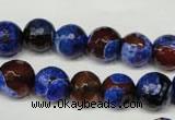 CAG2234 15.5 inches 12mm faceted round fire crackle agate beads