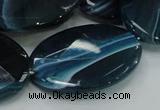 CAG224 15.5 inches 25*35mm faceted oval blue agate gemstone beads