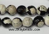 CAG2244 15.5 inches 12mm faceted round fire crackle agate beads