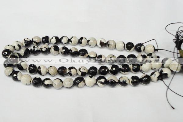 CAG2244 15.5 inches 12mm faceted round fire crackle agate beads